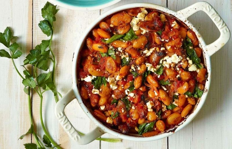 Фасул със спанак и сирене фета