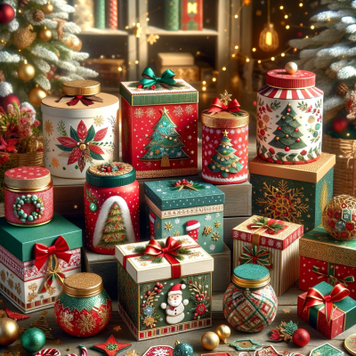 Коледни кутии, буркани и аксесоари