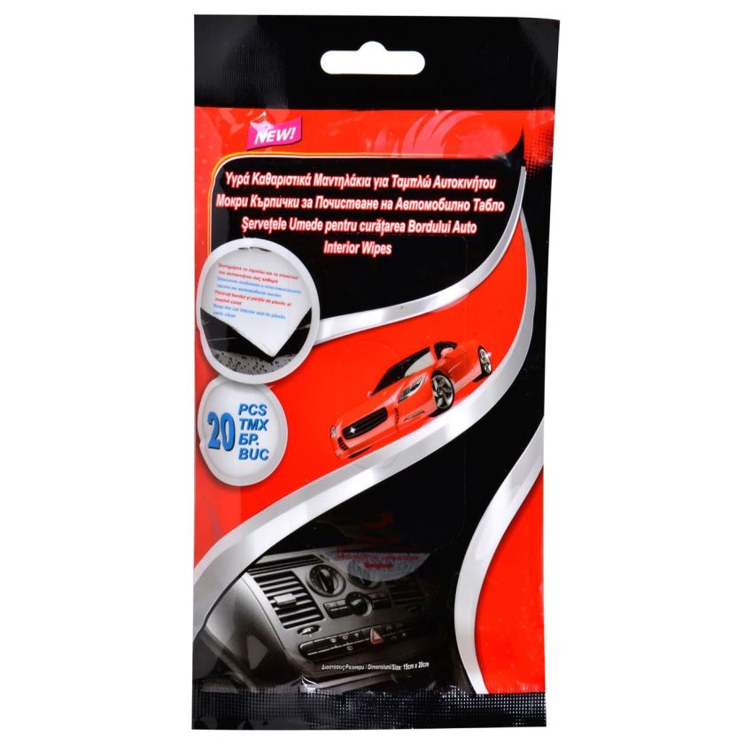 Мокри кърпички за автомобилно табло - 20 бр.
