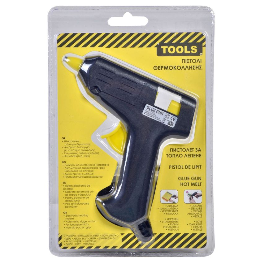Пистолет за топло лепене + 2 пръчки силикон