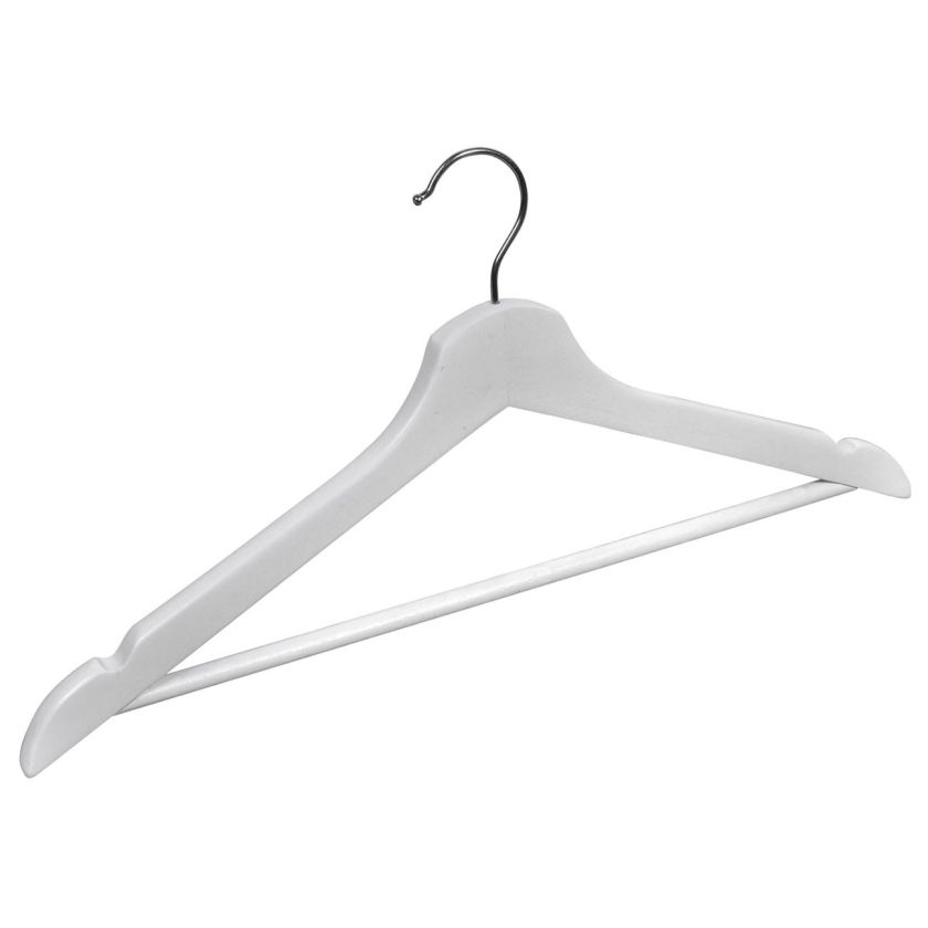 Закачалка - дървена - бяла - 3 бр.