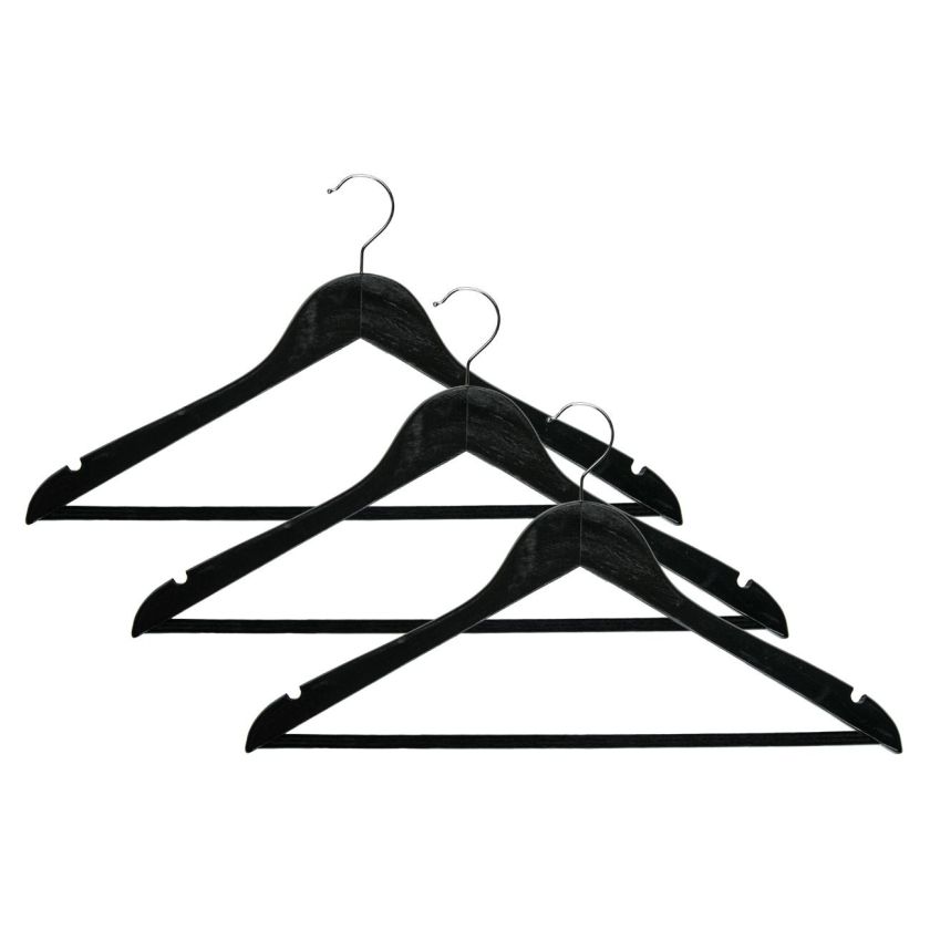 Закачалка - дървена - черна - 3 бр.