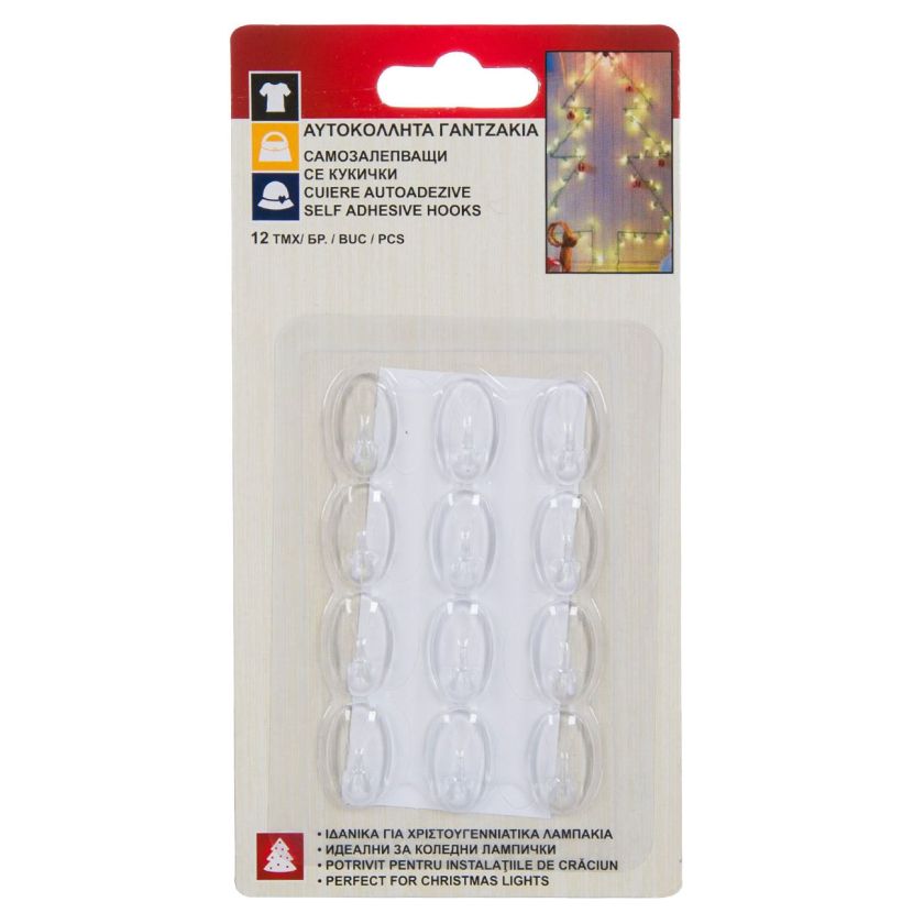 Самозалепващи се кукички - пластмасови - 12 бр.