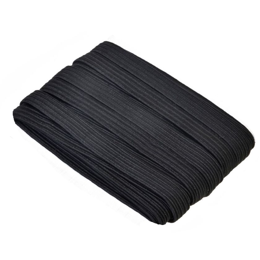 Шивашки ластик - плосък - черен - 6 м.