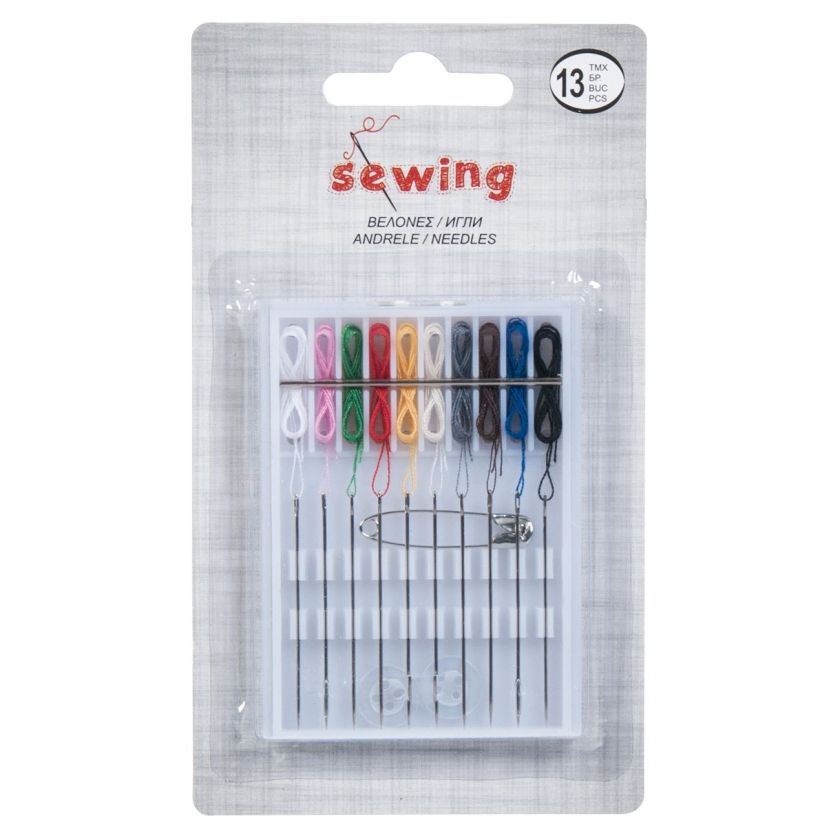 Игли за шиене - 10 бр. + конци и копчета