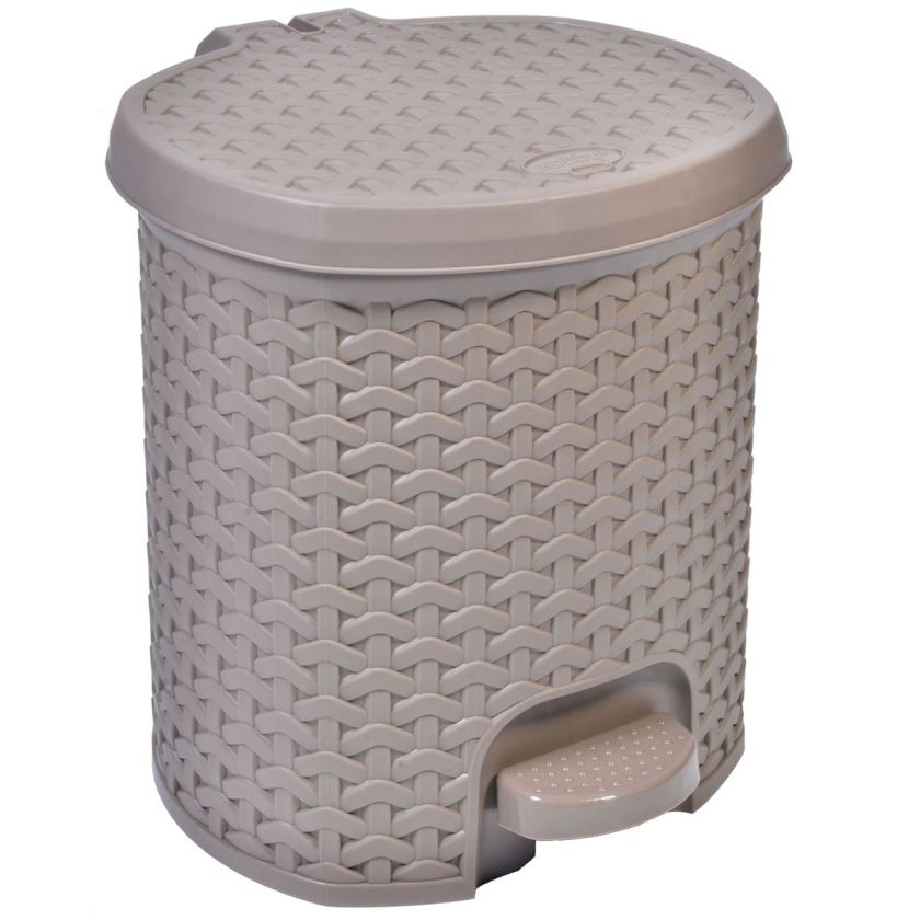 Кош за отпадъци за баня - бежов - ратан - 5.5 л.