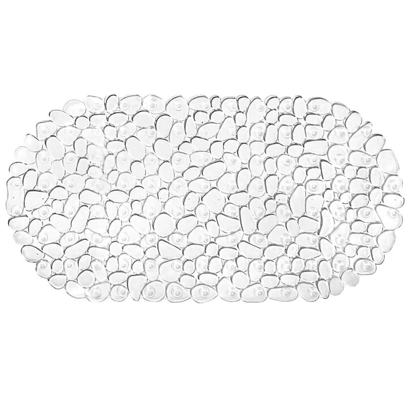 Противоплъзгаща постелка - бяла - камъчета - 38 х 69 см.