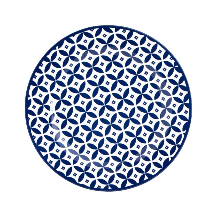 Порцеланова чиния - десертна - сини ромбоиди - 15 см.