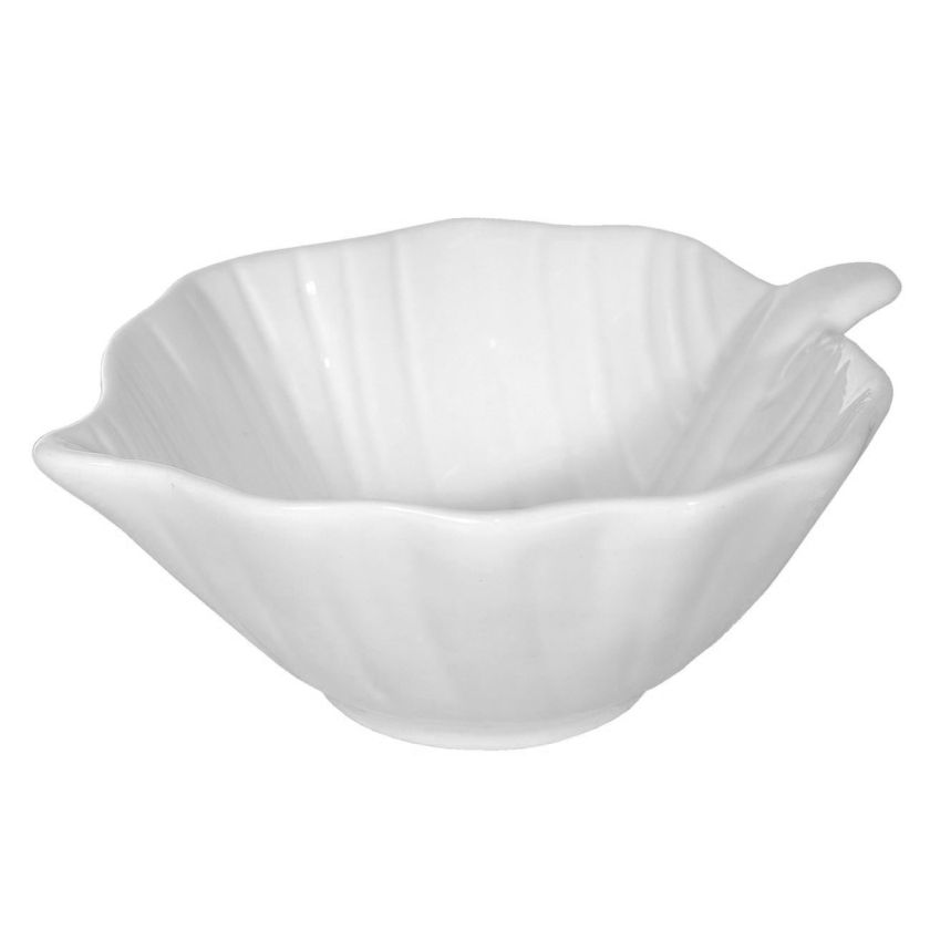 Купа - порцеланова - бяла - листо - 11.5 х 4.5 см.
