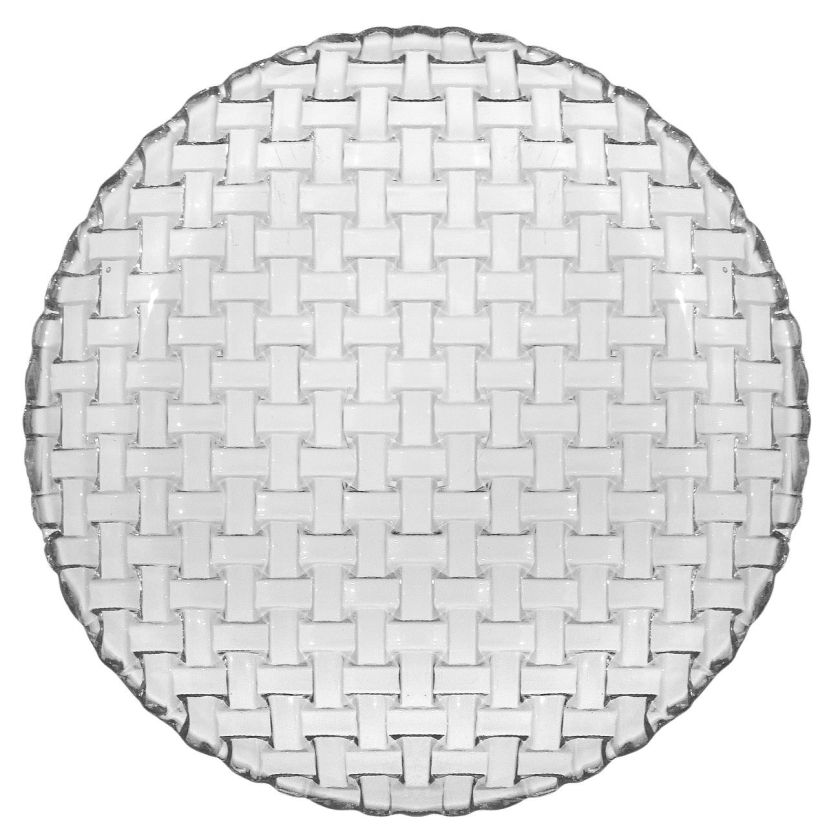 Стъклена чиния - прозрачна - плетена - 32 см.