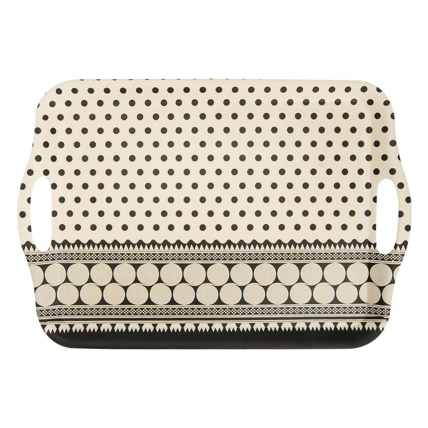 Чиния - поднос - бамбук - точки - 42 х 29 см.