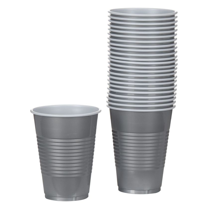 Чаша - пластмасова - сребрист - 280 мл. - 24 бр.
