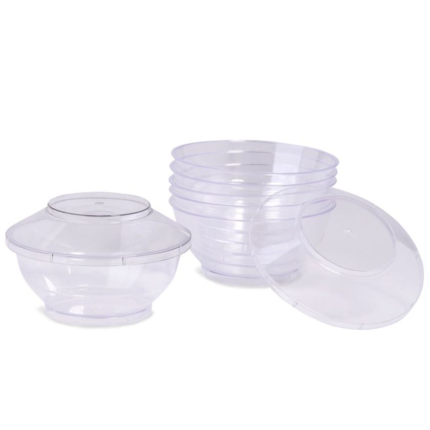 Купа - пластмасова - прозрачна - с капак - 200 мл. - 6 бр.