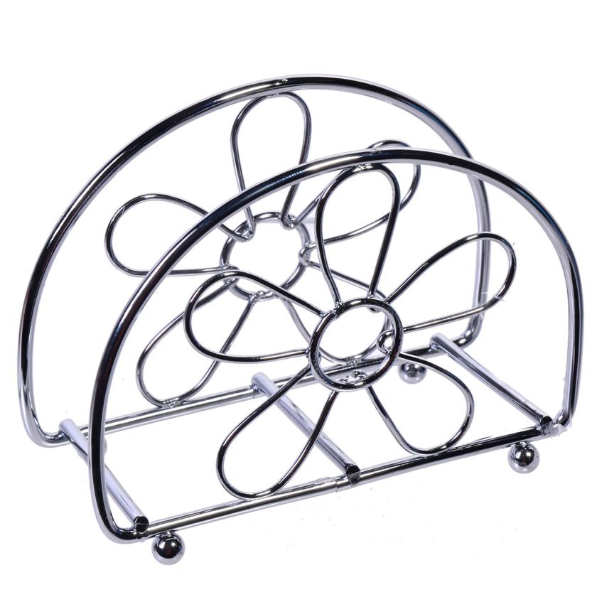 Салфетник - метален - сребрист - цвете - 13 см.