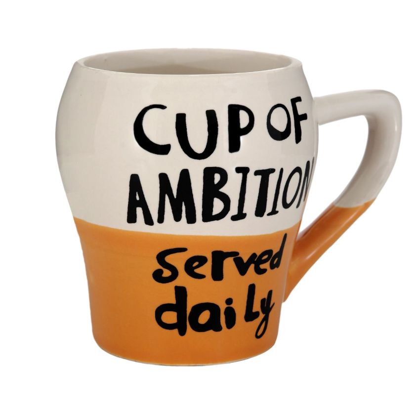 Керамична чаша - бяло и оранжево - 200 мл.