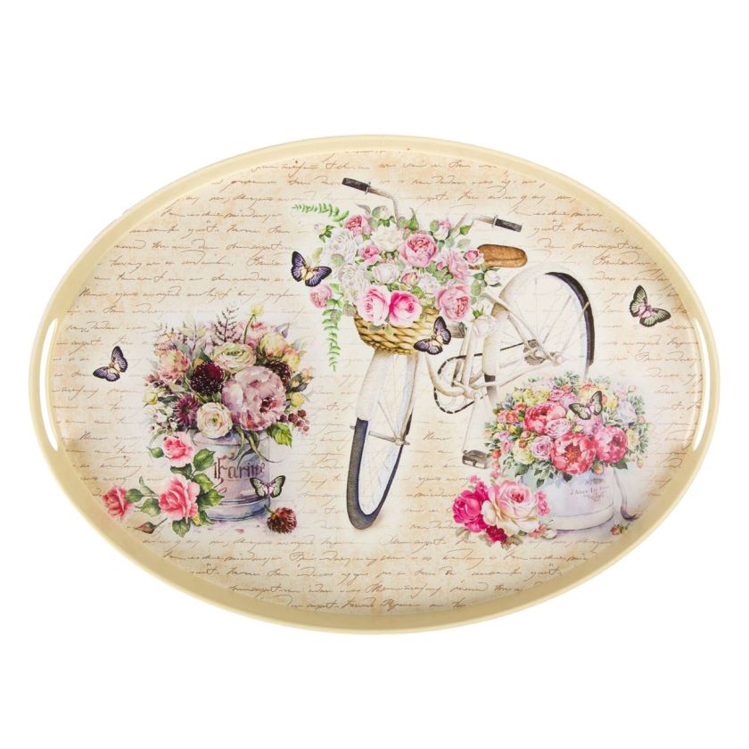 Табла за сервиране - пластмасова - екрю - Vintage - 42.5 х 31 см.