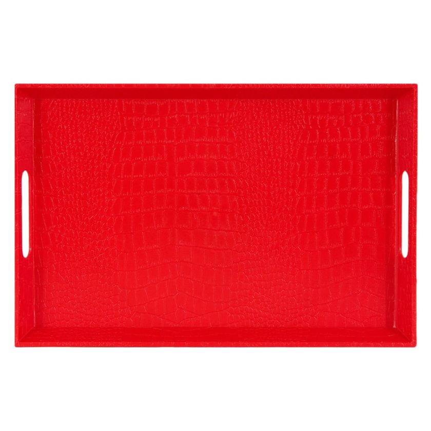 Поднос за сервиране - пластмасов - червен - 38 х 25 см.