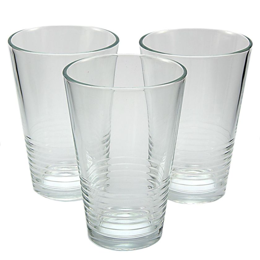 Чаша - стъклена - райе - 340 мл. - 3 бр.