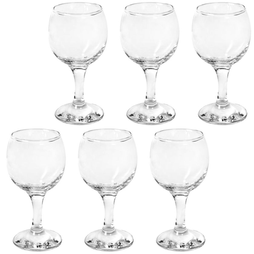 Чаша със столче - стъклена - прозрачна - 210 мл. - 6 бр.