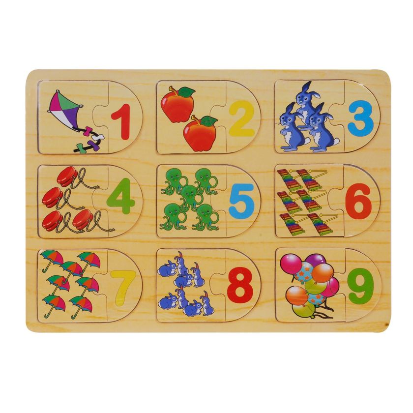Образователен пъзел - Числа - дървен - 9 части