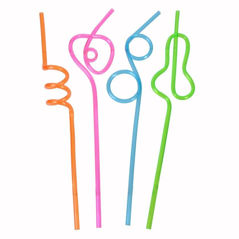 Парти сламки - цветни - различни форми - 4 бр.