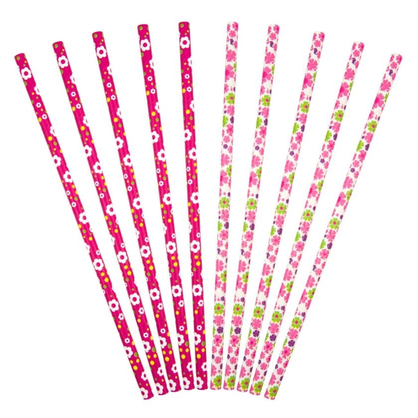 Сламки - хартиени - цветя - 8 бр.