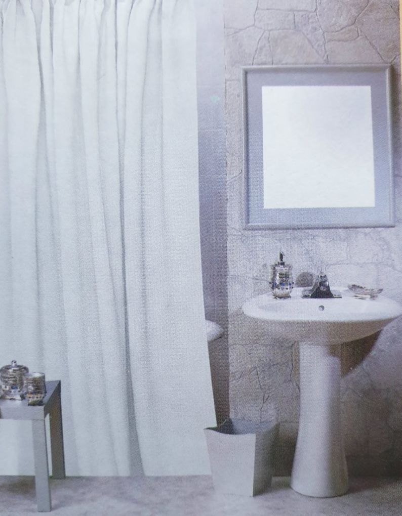 Завеса за баня - бяла - 180 х 180 см.