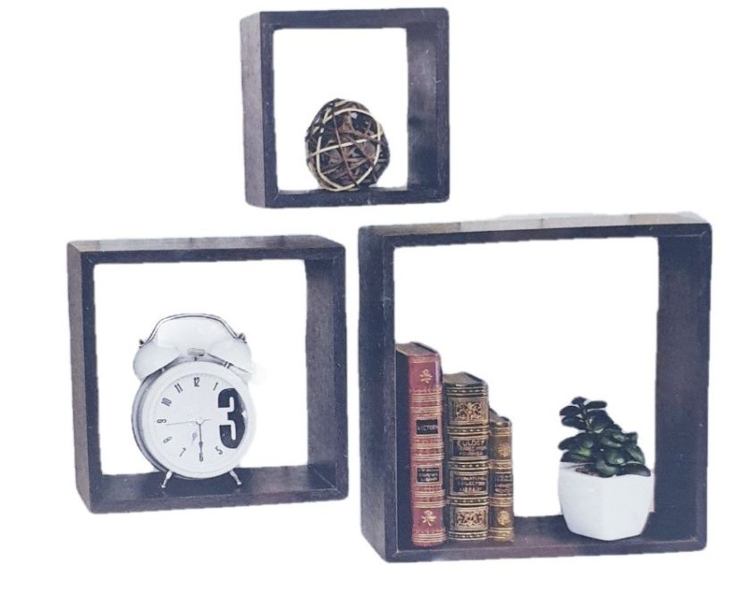 Етажерка за стена - Wenge - квадратна - 3 бр.