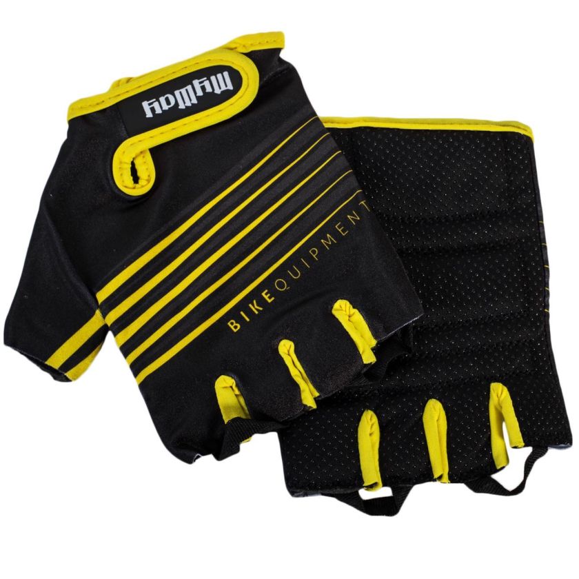 Дамски ръкавици за колоездене - черно и жълто