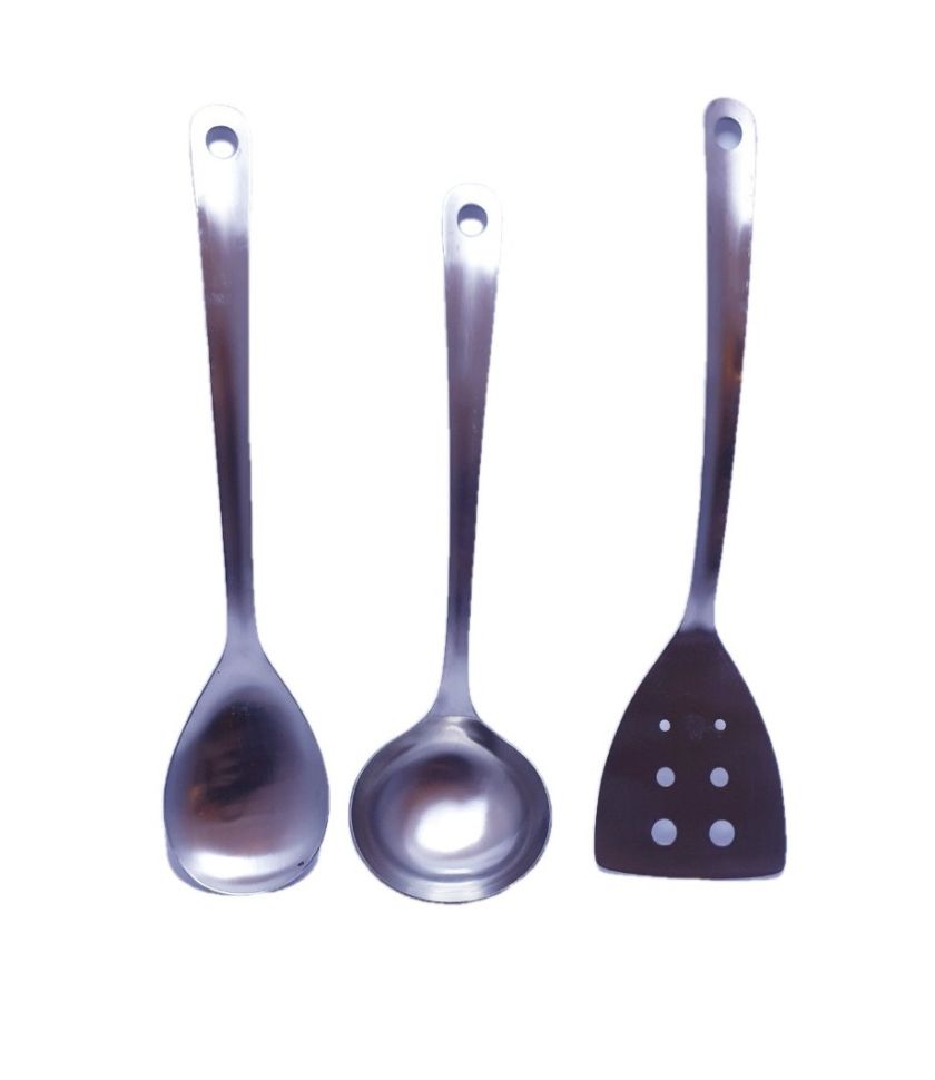 Лъжица, черпак и шпатула - метални - 30 см.