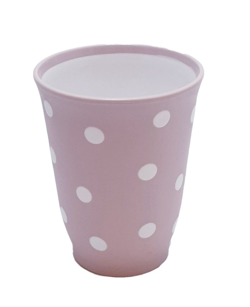 Чаша - пластмасова - розова - точки - 350 мл.