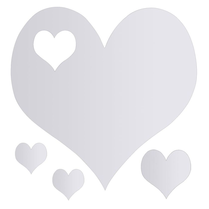 Стикери за стена - сърца - огледални - 4 бр.