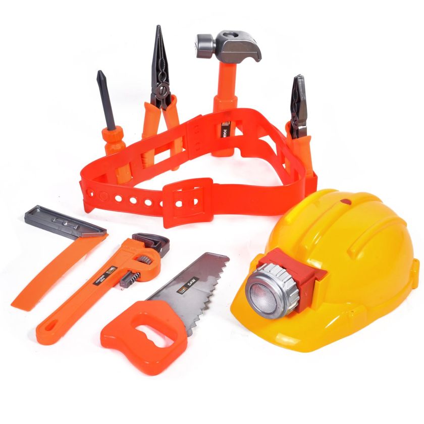 Детски колан с инструменти и каска със светлина