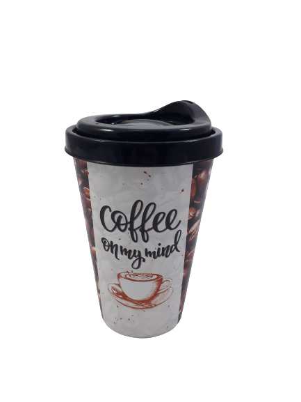 Пластмасова чаша за кафе - с капак - 440 мл.