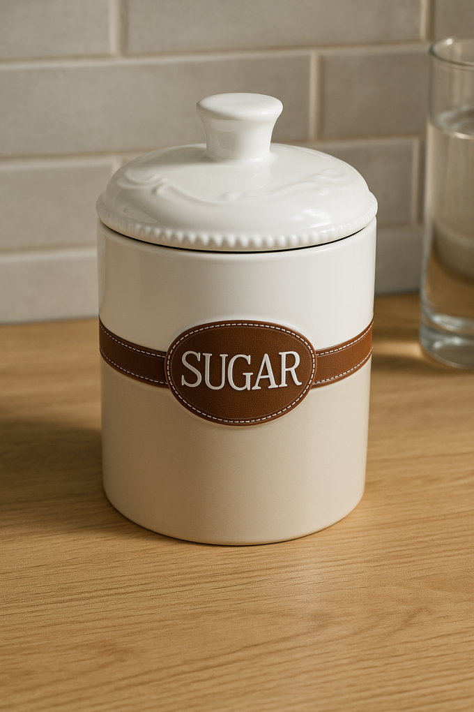 Керамичен буркан за съхранение на захар - 1 литър