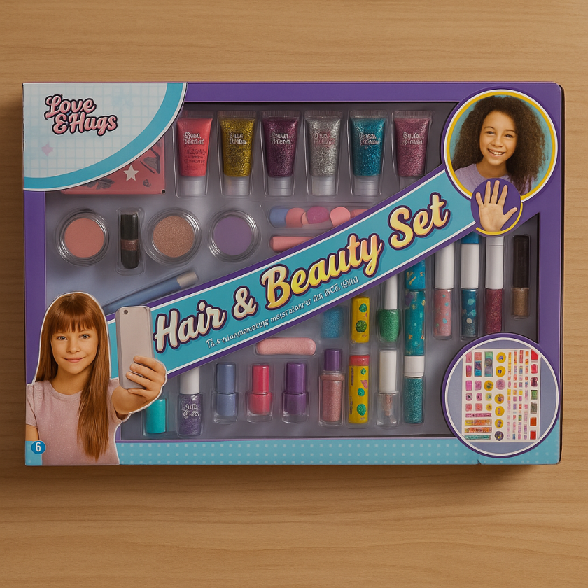 Детски комплект за грим и прическа  - 34 части