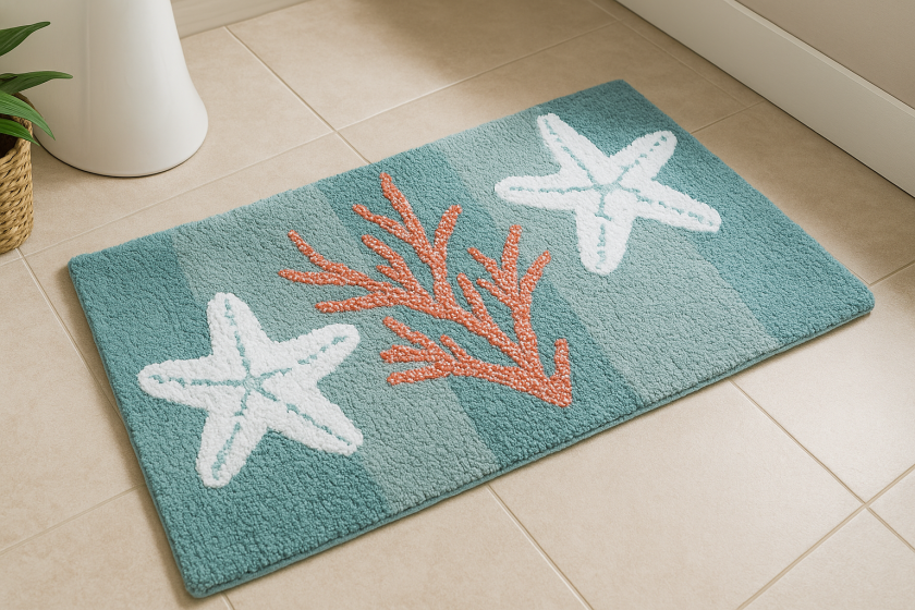 Тюркоазена памучна постелка за баня - 75 x 45 см.