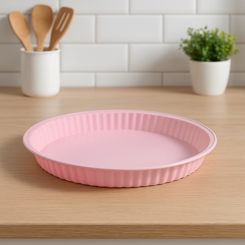 Форма за тарт - Кръгла - Розова - 26 x 3.7 см.