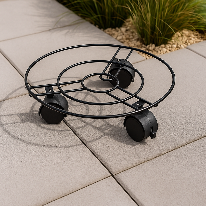 Поставка за саксия с колелца - метална - 30 см.