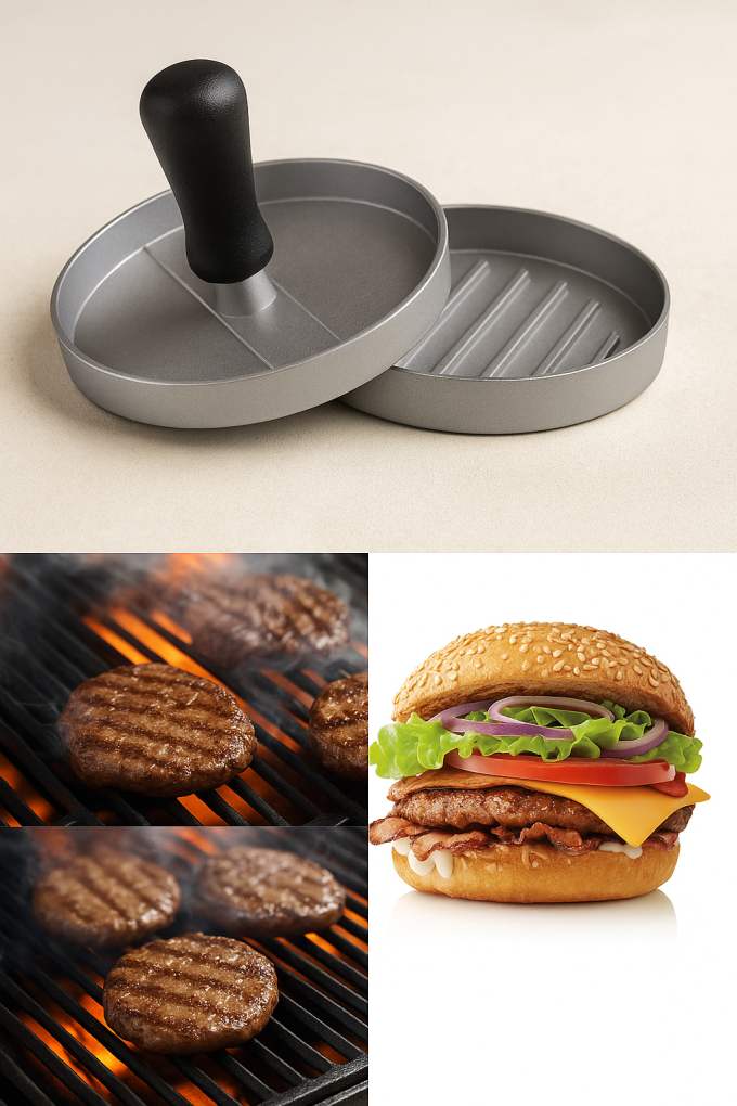 Преса за Бургери - Ръчна - Алуминий - Ø11 x 8 см.