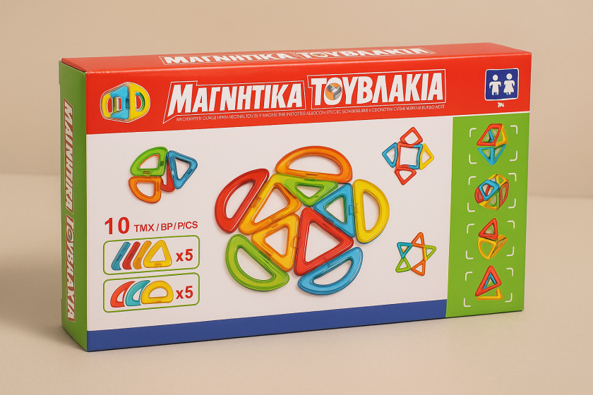 Малък магнитен конструктор с 10 части 