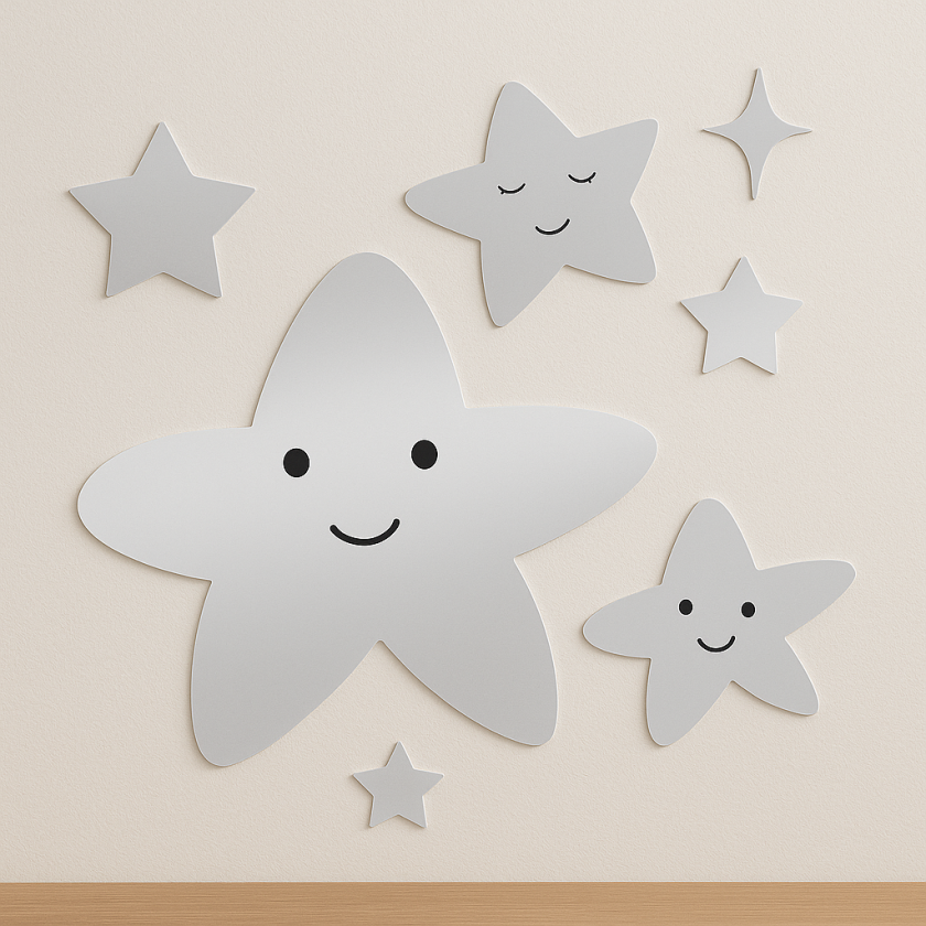 Стикери за стена - Звездички - Огледални - 6 бр 