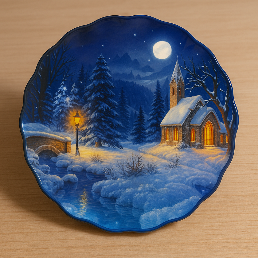 Коледна стъклена купа - Синя Нощ - 290 мл.