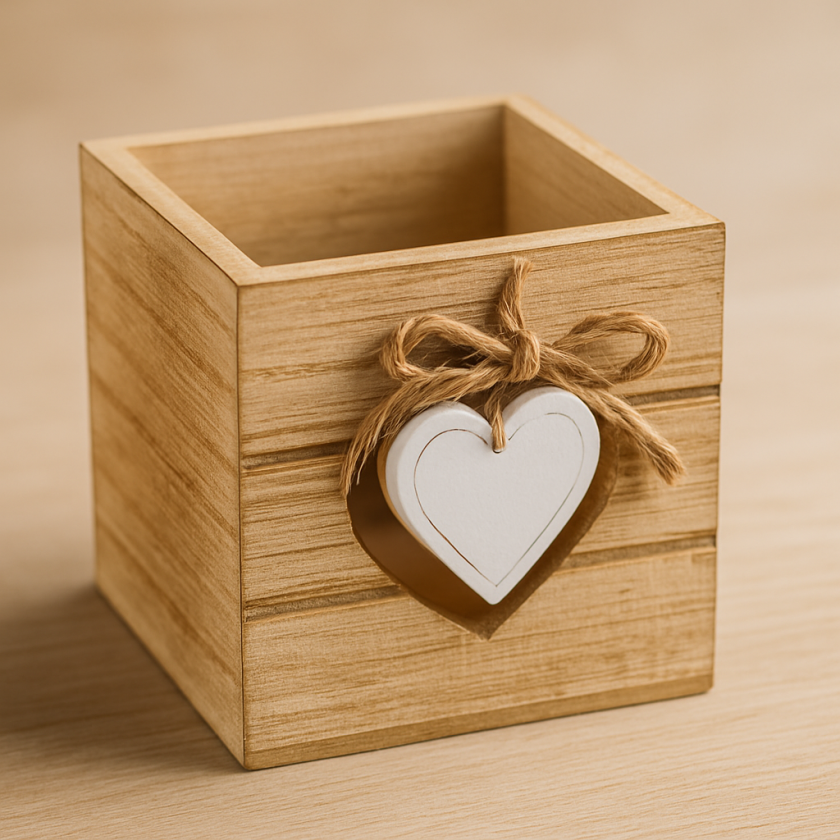 Дървен моливник - Сърце