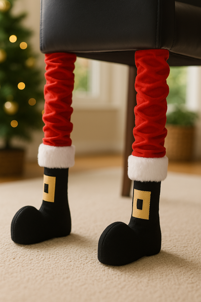 Коледни ботушки за крачета на стол - 47 см. - 2 бр 