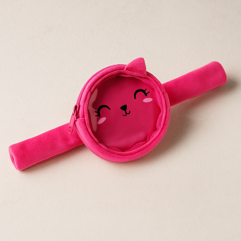 Портфейл тип гривна - Розова котка - 9 см