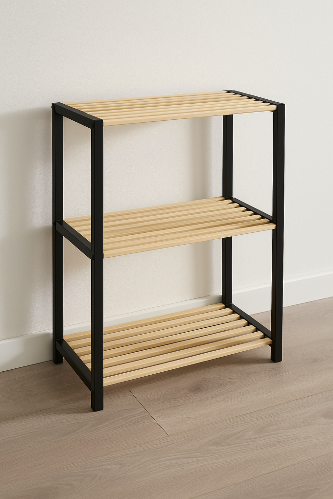 Дървен рафт на 3 нива - 65 x 29 x 78 см.