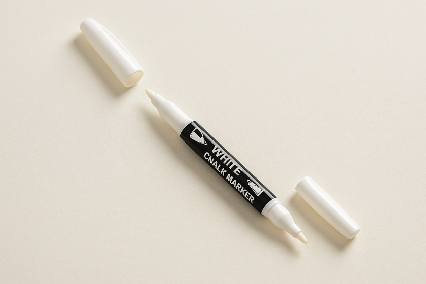 Тебеширен маркер за стъкло с двоен връх - Бял цвят