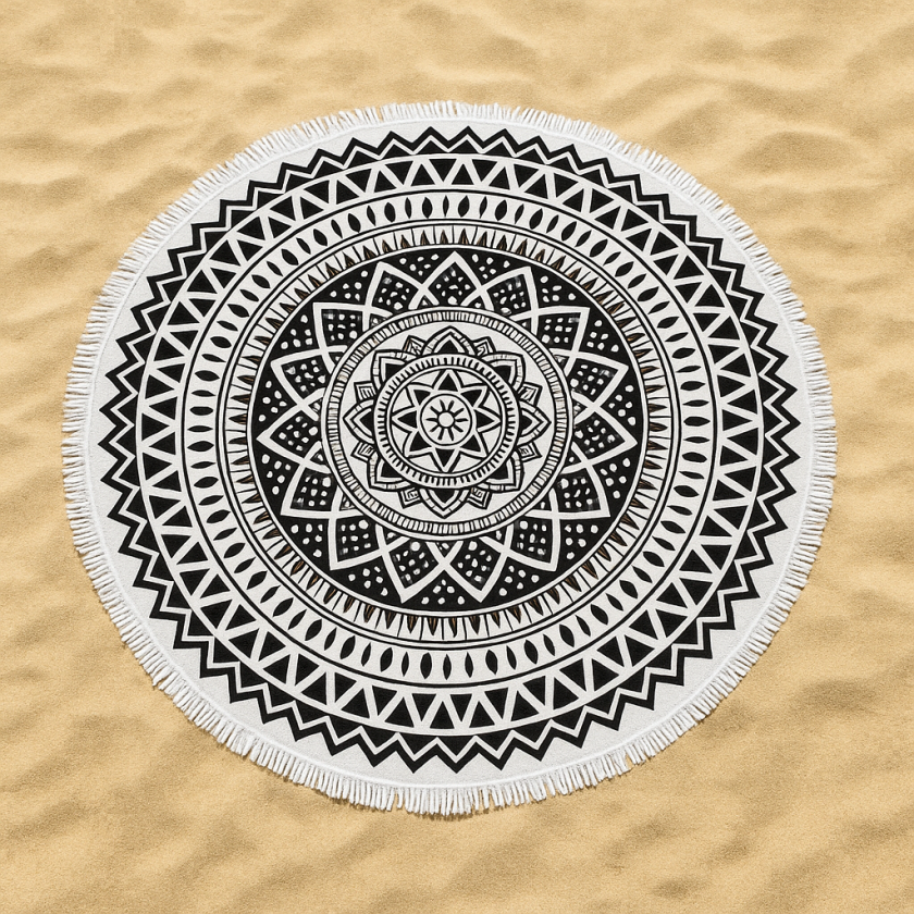 Плажна кърпа кръгла - Мандала,  Диаметър 150 см.