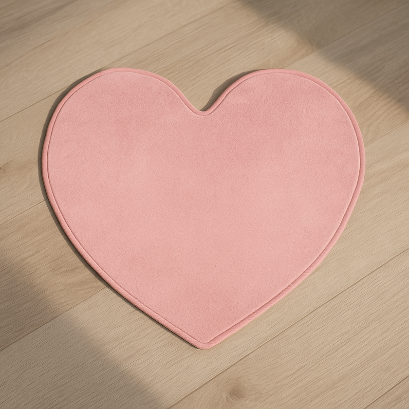 Декоративен килим Сърце, Розов, 90 x 90 см.